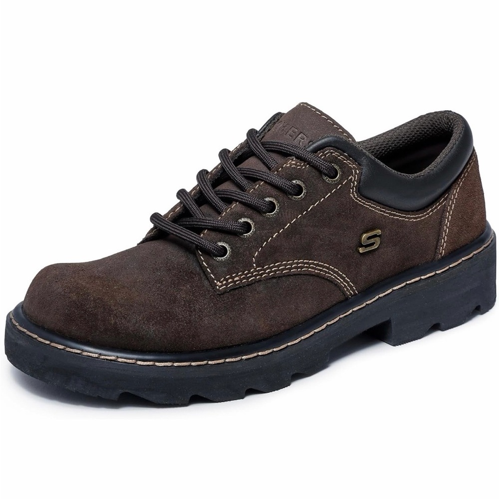 Brown Suede Leather Shoes - Skechers Womens 45120.